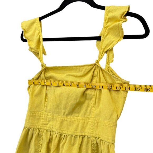 Chelsea & Violet Prairie Blues Linen Dress Yellow Sleeveless Tie Back Pleat Sz S - Picture 12 of 16